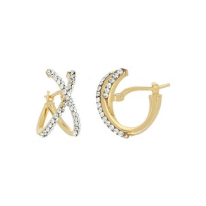 Pendientes DelPia Estilo Infinito, 10 por ciento de tubo externo, chapado en oro de 18 quilates sobre plata de ley 925, con cristales blancos en el interior, rosa, 10x15 mm - Product Image 1