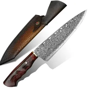 Random Damascus Knife Chef Kitchen Premium Cooking Knife Damascus Steel Chefs Knifes Handle Wangy Wood