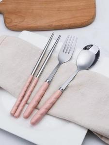 Blue Handle Cutlery Set With <b>Compact</b> <b>Design</b> Perfect For Travel Outdoor Dining Office Lunch And Everyday Use - Product Image 3