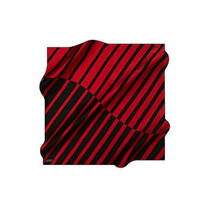 <b>Red</b> and Black Striped Silk Square <b>Scarf</b> with Custom Design - Product Image 1