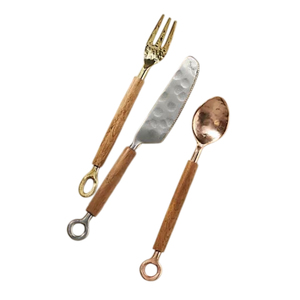 Ensemble de couverts à salade en acier inoxydable avec manches en bois d'acacia, prix direct usine, pour la maison et la table de restaurant, en promotion - Product Image 2