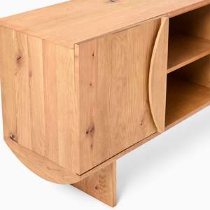 ตู้ไซด์บอร์ดไม้สักแท้สไตล์โมเดิร์นสีไม้ธรรมชาติ 4 บาน สำหรับใช้ภายในห้องครัว ห้องรับประทานอาหาร โรงแรม และห้องนั่งเล่น - Product Image 6