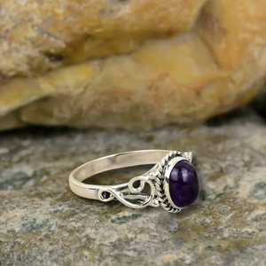 Haute qualité 925 argent Sterling plaqué naturel plaqué améthyste réglage 7x9mm bague à la main bijoux à la mode femmes bijoux - Product Image 2