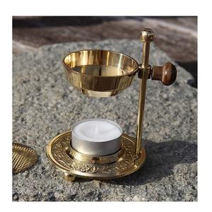 Soporte de quemador de carbón de resina de incienso de latón puro con cuenco ajustable quemador de incienso aromático de oro para fragancia casera - Product Image 2