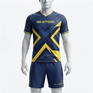 Ensemble de maillots de football pour hommes MA-ATTIERA, bleu marine et jaune, motif X, polyester respirant, vêtements d'équipe, uniformes pour adultes, OEM - Product Image 2