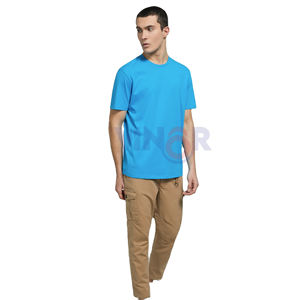 Venta al por mayor personalizado hombres Jersey 100% algodón camiseta cuello redondo manga corta transpirable liso teñido antiarrugas camiseta - Product Image 2