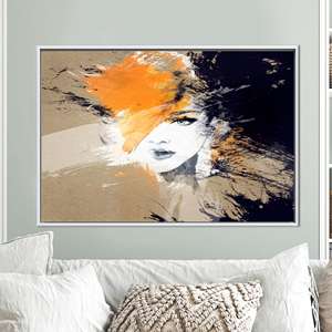 Toile d'art imprimée moderne - Œuvre d'art élégante de fille pour la décoration de la maison, 1P : encadrée en blanc - Product Image 1