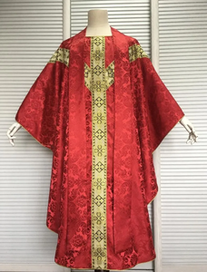Chasuble de prêtre rouge sur mesure 2025 avec broderie en or et étole nouveau design pour père - Product Image 3