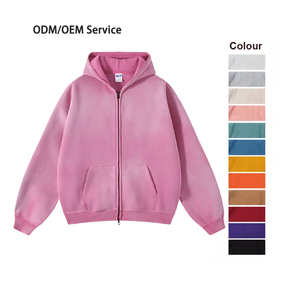 Sudadera con capucha de fabricante de ropa más vendida personalizada de alta calidad Vintage Acid Wash Zip Up Fleece Hoodie Men - Product Image 1