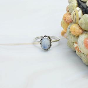 Boho สไตล์แหวนเครื่องประดับตัด Rainbow มูนสโตน 925 แหวนเงินสเตอร์ลิงแหวนอัญมณีเครื่องประดับมิถุนายน Birthstone ของขวัญวันเกิด - Product Image 4