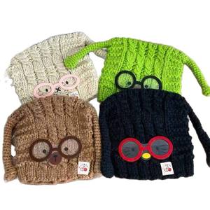 Gorro de punto jacquard de algodón hecho a mano con diseño de cachorro y gafas, cálido, con protección para las orejas, para mujer, otoño-invierno, hilo común - Product Image 5