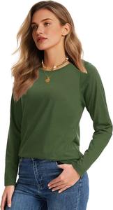 Womens <b>Long</b> Sleeve Round Neck <b>Shirts</b> Basic Comfortable Full Sleeve T-<b>Shirts</b> for Women's Outdoor Wear Cotton Made <b>Tee</b> <b>Shirts</b> - Product Image 3
