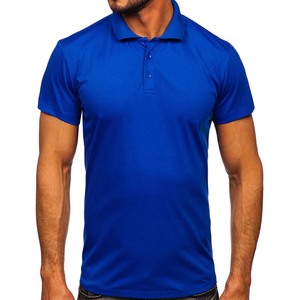 Polo para hombre personalizado liso azul algodón 100% de alta calidad - Product Image 1