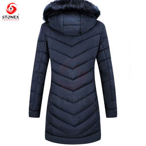 Veste matelassée pour femme, légère, coupe-vent, séchage rapide, à capuche avec fermeture éclair, logo personnalisé, service OEM pour l'hiver - Product Image 2