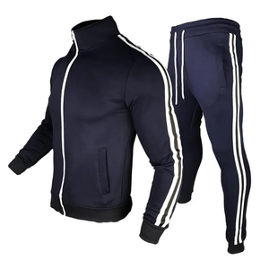 Survêtements de sport en polyester pour hommes OEM, veste zippée et pantalon de style urbain, ensembles de sport respirants, survêtements de fitness personnalisés - Product Image 3