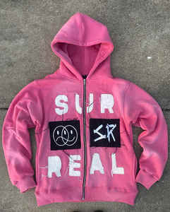 OEM Custom Stone Washed DTG Graphic Printing Vintage Distressed Faded Zipper up Hoodies <b>Mens</b> <b>Zip</b> up Acid Wash <b>Hoodie</b> - Product Image 4