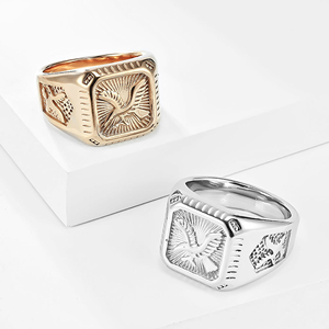 แหวนสัญลักษณ์รูปนกอินทรีสีทองสำหรับผู้ชายสไตล์ฮิปฮอป14K เทรนด์แฟชั่นใหม่แหวนแสดงโลโก้รูปนกอินทรีกรีกโบราณ - Product Image 1