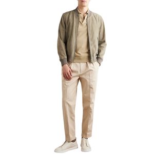 Blouson aviateur pour homme Vêtements d'extérieur décontractés Col côtelé zippé Poignets Ourlet à manches longues Élégant à la mode avec poche à glissière - Product Image 2