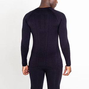 Men's Casual Slim Winter <b>Thermal</b> Underwear Set Stand Collar Canvas <b>Fleece</b> with Zipper Closure Embroidered Front Logo OEM Service - Product Image 2