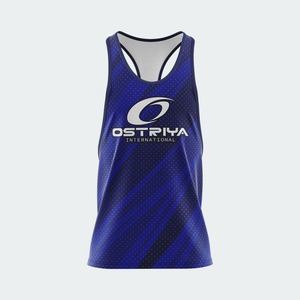 Men's Fitness Tank Top-Woven O-Neck Breathable & Quick Dry 100% Polyester Heat Transfer Printing Front <b>Logo</b> Available All Sizes - Product Image 3