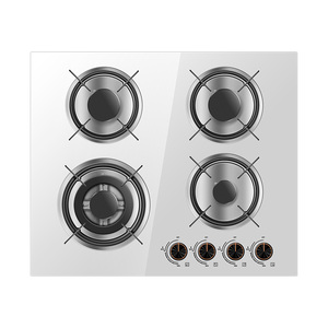 Factory-designed White Tempered Glass Panel <strong>4</strong>-<strong>Burner</strong> <strong>Gas</strong> Stove with Flameout Protection Portable Outdoor Use Battery-Powered - Product Image 3