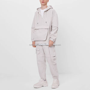 ชุดวอร์มผ้าฝ้าย100% 2ชิ้นแบบมีสไตล์ของผู้ชายชุดวอร์มโอเวอร์ไซส์ออกแบบได้เองมีรายละเอียดแบบถอดออกได้และโลโก้ด้านหน้า - Product Image 5