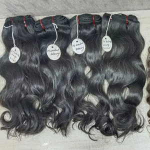 ผมมนุษย์หยิกเป็นลอนแบบตรงปลายหนาผมคนอินเดียผมคนแบบอินเดีย - Product Image 1