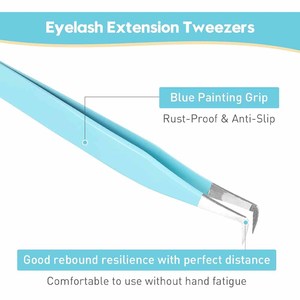 Pinces à cils en acier inoxydable, pointe incurvée en microfibre, soins de beauté, pinces à cils pour extensions de cils - Product Image 4