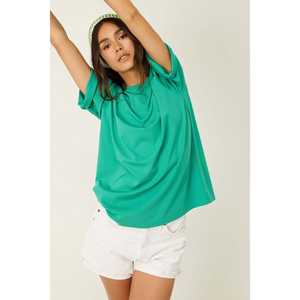 Camiseta Holgada Informal de Cuello Redondo Básico de Viscosa/Poliéster - Product Image 3