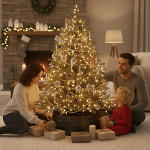 ปลอกคลุมฐานต้นคริสต์มาสลายเพชร  แบบโลหะ  สไตล์เรียบง่ายแบบฟาร์มเฮาส์  ของตกแต่งแทนกระโปรงต้นคริสต์มาส  ของตกแต่งบ้าน - Product Image 3