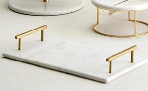 Bandeja de Servicio de Mármol Blanco de Lujo con Asas de Metal Dorado, Bandeja Rectangular de Piedra para Cocina, Baño, Tocador, Decoración del Hogar y Regalos - Product Image 6