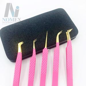 แหนบต่อขนตาทำจากสเตนเลสเนื้อสัมผัสทนทานสีชมพูทองปรับแต่งได้ตามต้องการ - Product Image 1