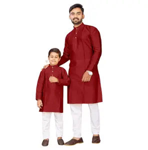 Wedding Party Causal Wear Seda Jequard Men's Kurta Melhor Qualidade Ao Menor Preço Fornecedor Festival Especial Kurta-Conjunto Pijama