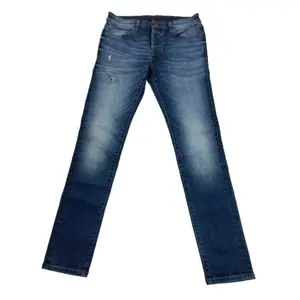 Calça jeans masculina estilo ocidental, jeans de cintura alta rasgado, lavado, azul, com ajuste regular, folgado e folgado, jeans personalizados para homens