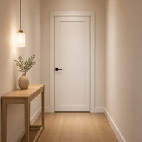 Porte intérieure en bois style Shaker blanc crème, panneau unique, avec poignée noire mate pour chambre, salon, bureau