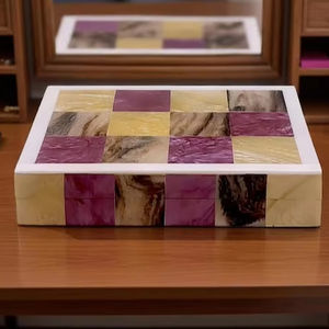 Handmade Multicolor Checkered Bone Inlay Resin Jewelry <b>Box</b> Decorative <b>Keepsake</b> Organizer for Storage Artisan Gift <b>Box</b> - Product Image 1
