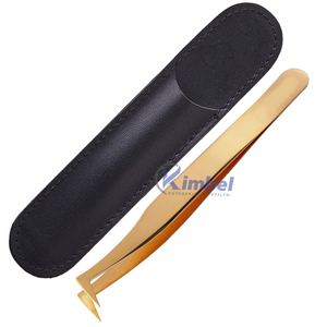 Pince à cils à pointe de volume incurvée en acier inoxydable japonais en gros avec poignée en diamant Outil d'extension de cils de marque privée - Product Image 1