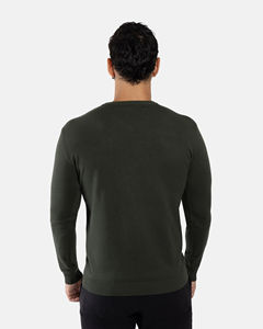 Pull en tricot à manches longues pour hommes en gros, col rond, tricot uni, col rond, logo brodé personnalisé, pulls en tricot pour hommes - Product Image 4