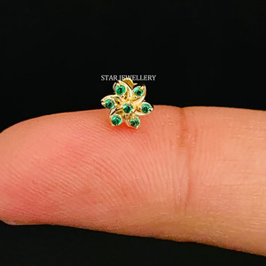 14K เม็ดเพชรธรรมชาติสีทองทึบสีเขียวดอกเจาะเกลียวภายนอก - Product Image 5