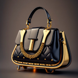 Sac hobo noir élégant avec des ornements en métal baroque doré et une poignée tressée texturée. # vente en gros - Product Image 5