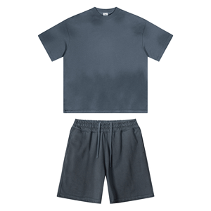 Conjunto de Dos Piezas para Hombre, Verano 2025, Estilo Lavado, Camisa de Manga Corta con Botones y Pantalones Cortos con Logotipo Frontal, Talla Grande, Estilo Urbano - Product Image 5