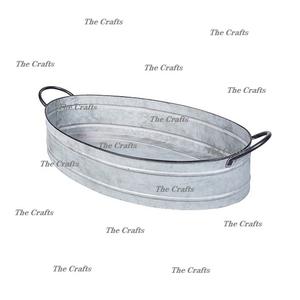 Plateau de service ovale pour aliments, très vendu, pour hôtellerie, plateau galvanisé pour chocolats et bonbons avec poignées en métal - Product Image 1