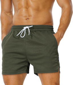 Shorts de course d'entraînement pour hommes personnalisés, séchage rapide, été, taille élastique, 100% polyester, shorts amples décontractés, style décontracté, motif uni - Product Image 4