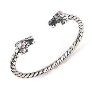 Pulsera unisex Gm con dijes finos, piedras de circonita y diseño de cabeza de elefante retorcida, 6.2 cm de diámetro, 26.93 g - Product Image 4