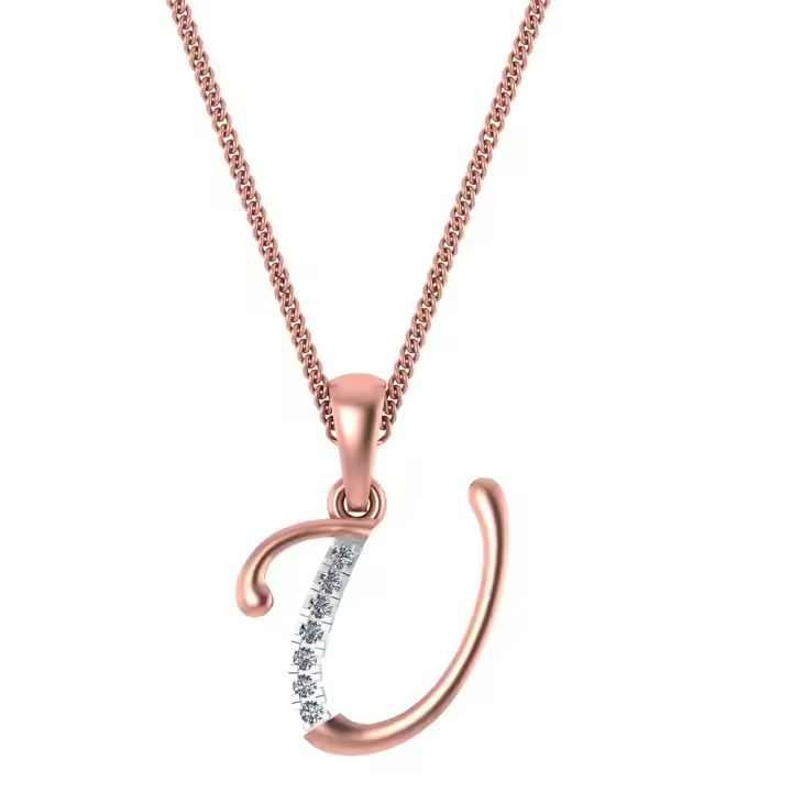 Hot Selling Stylish 18K Rose Gold U-Alphabet Pendant Necklace Designer Fine Pendants & Charms for Women Perfect Gift for Her
