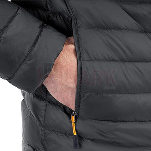 Veste bouffante coupe ajustée personnalisée OEM vestes de rue style lettre motif couleur noire fermeture éclair poches toile vierge pour hommes - Product Image 4