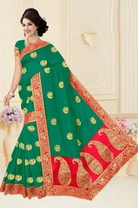 Hermosos saris de seda con bordado Colección de Sari indio tradicional Tela ligera con trabajo intrincado para ropa nupcial - Product Image 6
