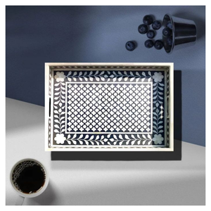 Bandeja para servir Hexagonal de hueso Natural hecha a mano con elegante patrón geométrico de hueso de resina, decoración sostenible ecológica para el hogar - Product Image 4
