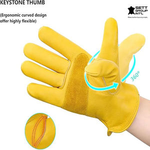 Guantes de trabajo de piel de vaca OEM DULFINE, duraderos, para jardinería, deportes, esquí, resistente a pinchazos, función de ciclismo al aire libre para hombres - Product Image 3