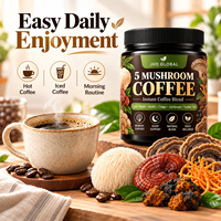 Mélange de café instantané aux 5 champignons (Crinière de lion, Reishi, Chaga, Cordyceps, Queue de dinde) en poudre, Marque privée OEM